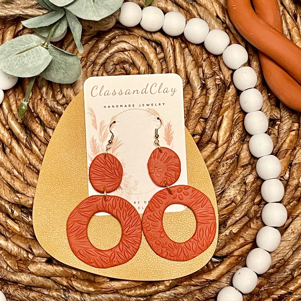 Handmade Polymer Clay earrings - FALLin’ for you collection - Organic round